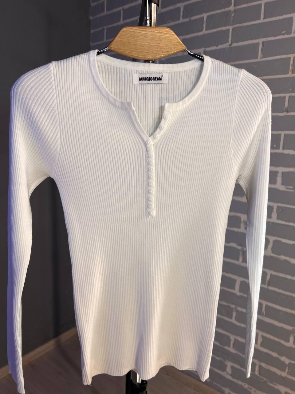 Гольф жіночий ACCORDDREAM 8248 лонгслів гудзики рубчик OS Білий (1222) - фото 2 Гольф жіночий ACCORDDREAM 8248 лонгслів гудзики рубчик OS Білий (1222) - фото 2