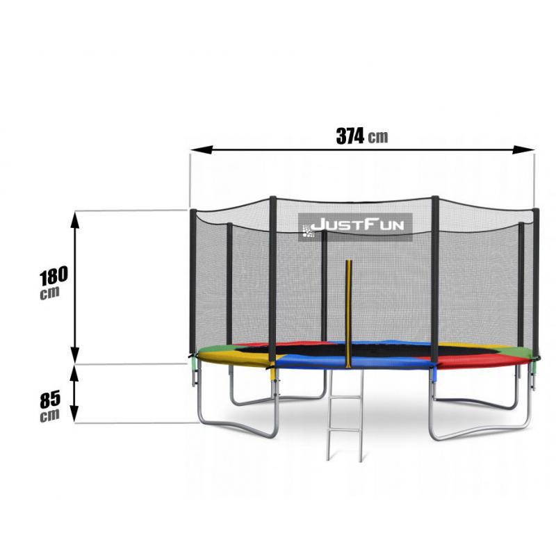 Батут Just Fun с сеткой 374 см + лестница Multicolor - фото 3