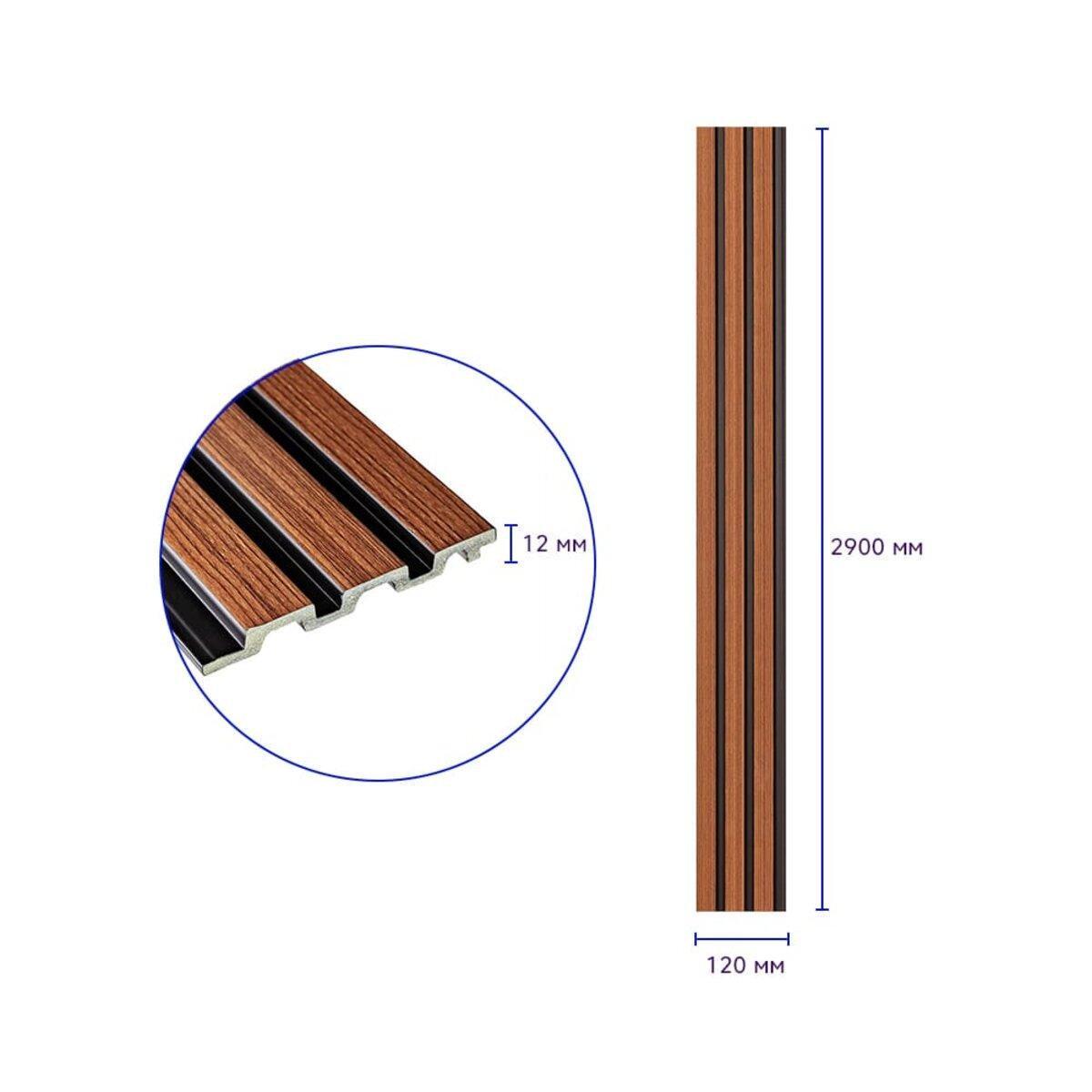 Рельс декоративный PS 2900х120х12 мм Каштановый (SW-00001743) - фото 3 Рельс декоративный PS 2900х120х12 мм Каштановый (SW-00001743) - фото 3