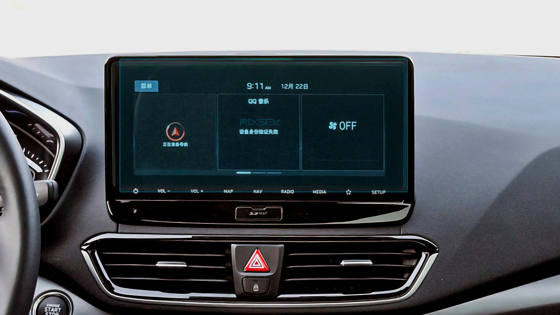 Стекло защитное Pixsel гибридный глянец на монитор Hyundai LAFESTA EV 12“ 2021
