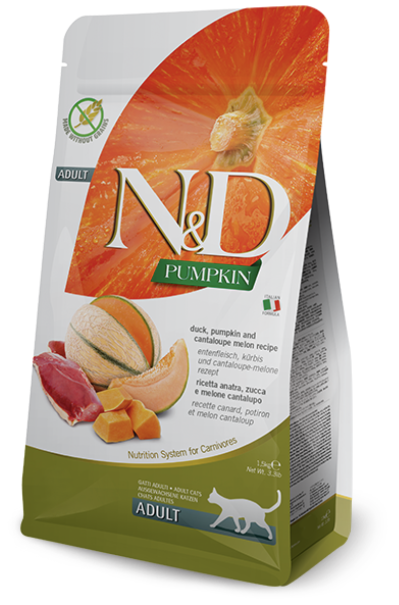 Корм для кошек взрослых Фарміна N&D GF PUMPKIN DUCK/CANTALUPE беззерновой 1,5 кг (35400)