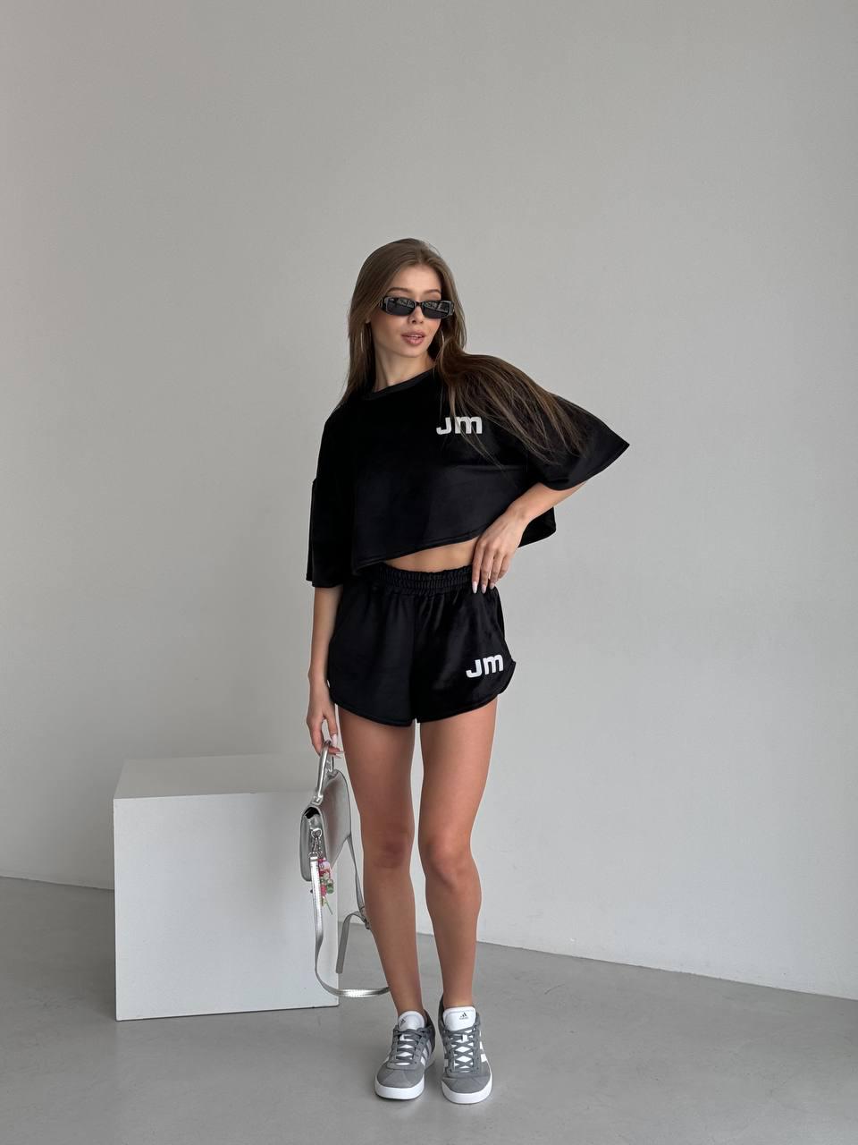 Костюм женский велюровый шорты и топ 32757 р. 46/48 Черный