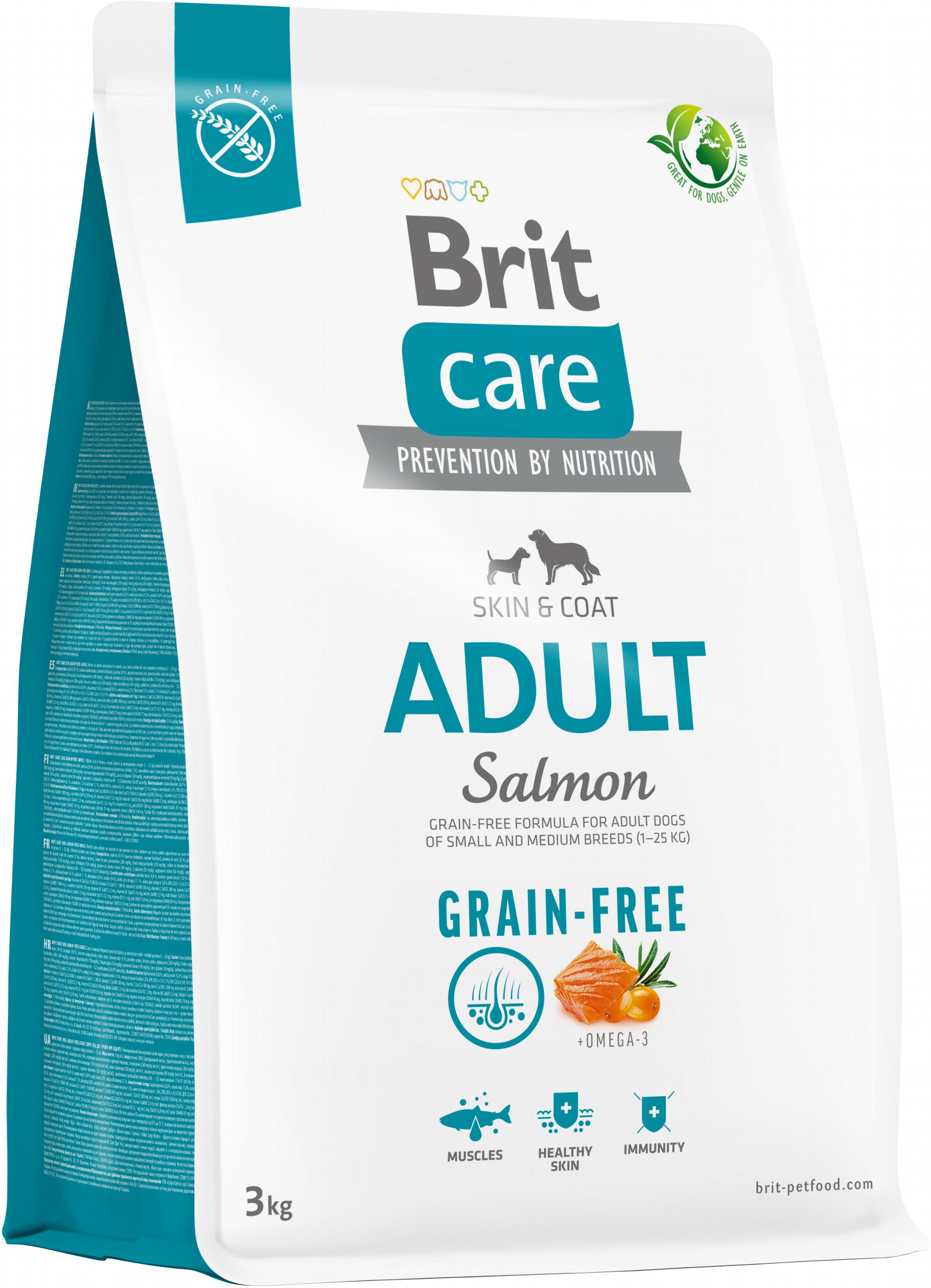 Корм для собак маленьких и средних пород Brit Care Dog Grain-free с лососем беззерновой 3 кг (8595602558841)
