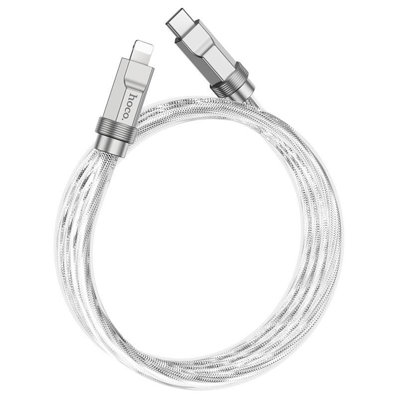 Кабель Hoco U113 Type-C to Lightning Solid PD Charging Data cable 1 м 20W 3A Silver (11314852) - фото 3