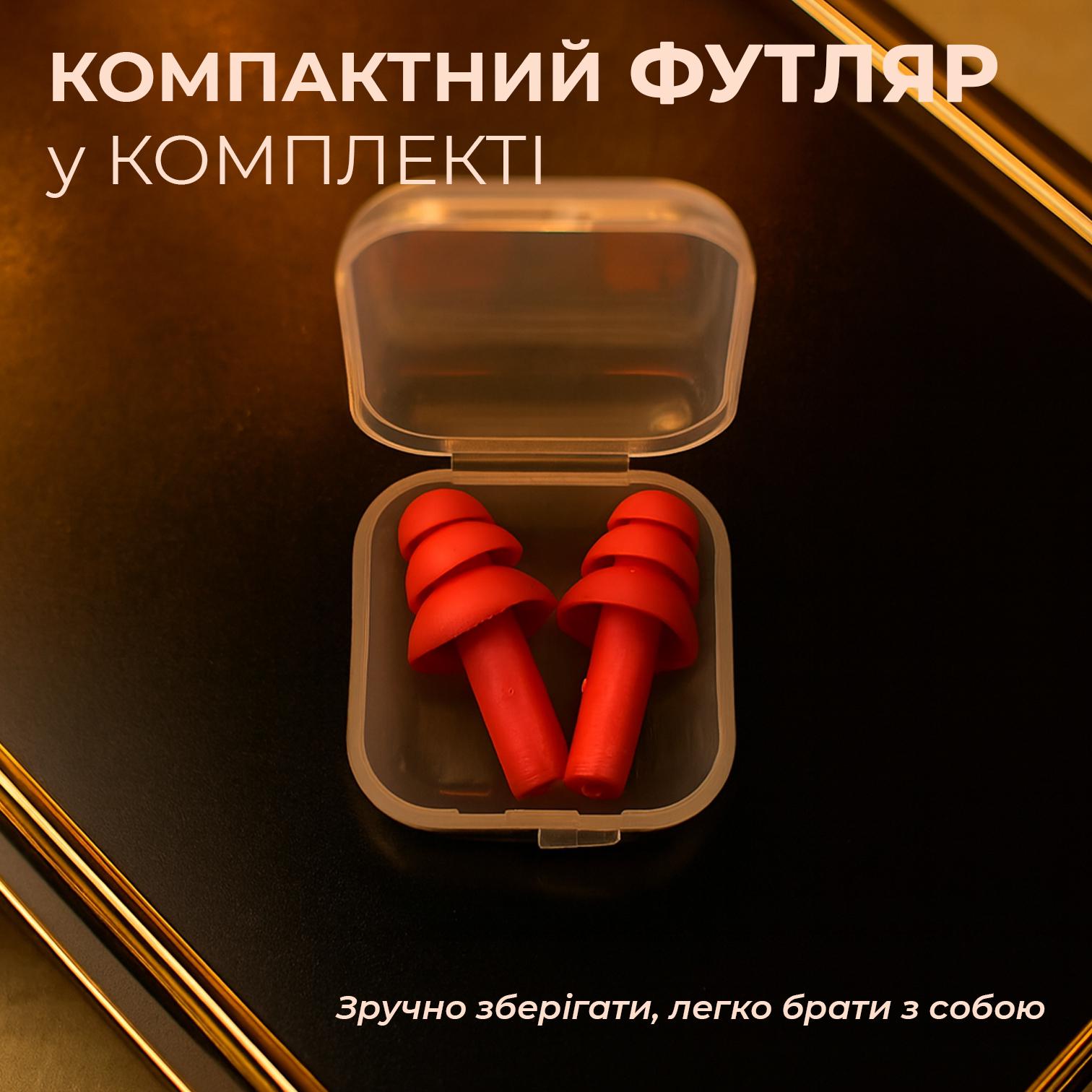 Беруші для сну плавання Univerza Ялинка силіконові шумозаглушувальні анатомічні у футлярі Червоний - фото 11 Беруші для сну плавання Univerza Ялинка силіконові шумозаглушувальні анатомічні у футлярі Червоний - фото 11