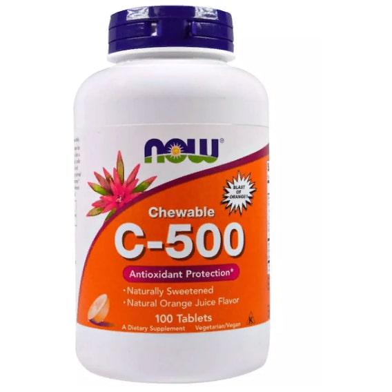 Вітамін C NOW Foods Chewable C-500 100 Tabs Natural Orange Juice Flavor (NF0630) - фото 1