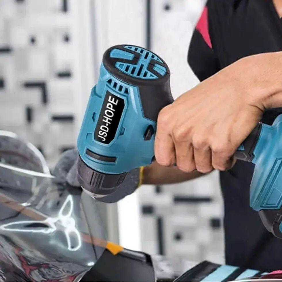 Будівельний фен 3 насадки 2 АКБ 5 Ач 1200 Вт (opt-104153) - фото 9 Будівельний фен 3 насадки 2 АКБ 5 Ач 1200 Вт (opt-104153) - фото 9