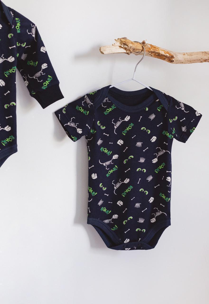 Боди стрейч кулир короткий рукав Дино 86 см (2679494454)