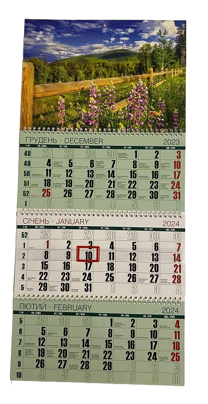 Календарь квартальный Люпины на 3 пружины 2024 год класическая сетка (01186022)