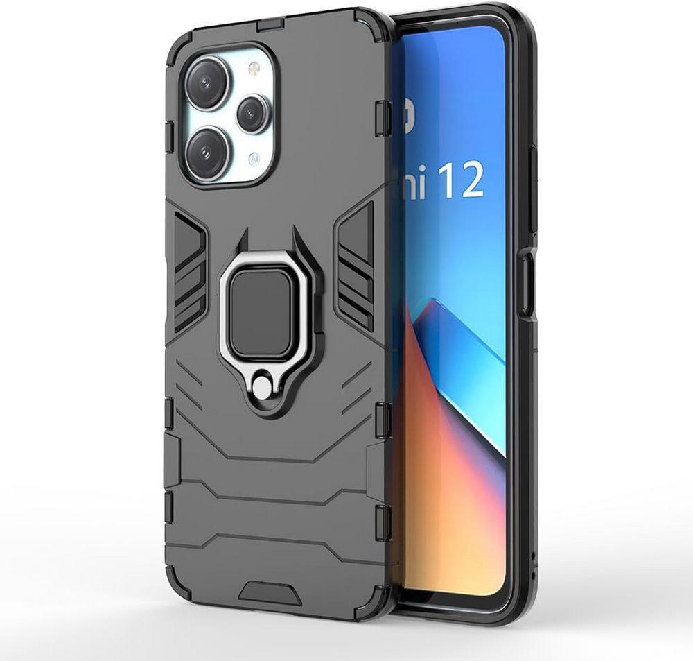 Противоударный чехол Xiaomi Redmi 12 (подставка кольцо) Black (34236-2B)