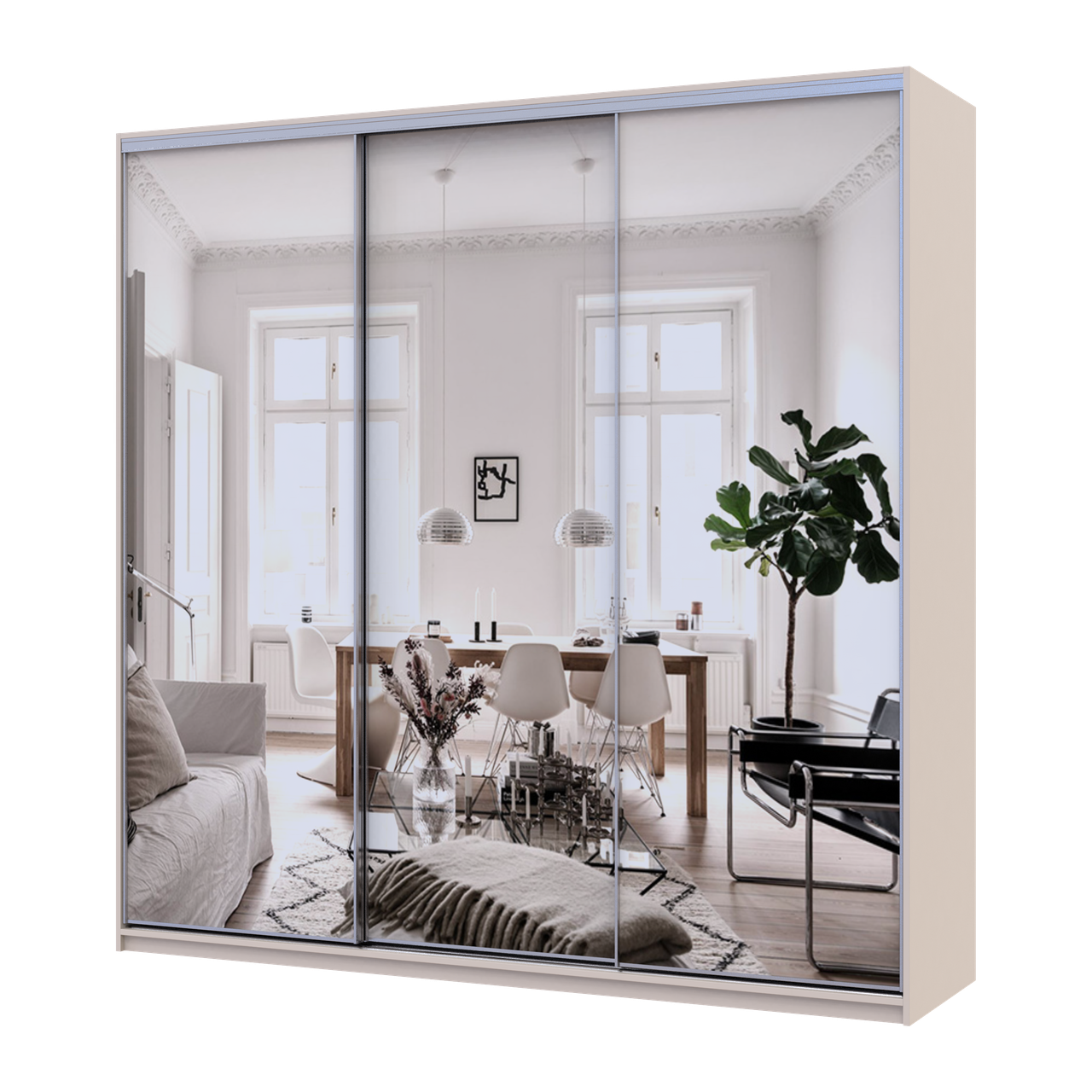 Шкаф купе Doros Сити Лайт 3 зеркала 225х60х225 см Кашемир (80736386)