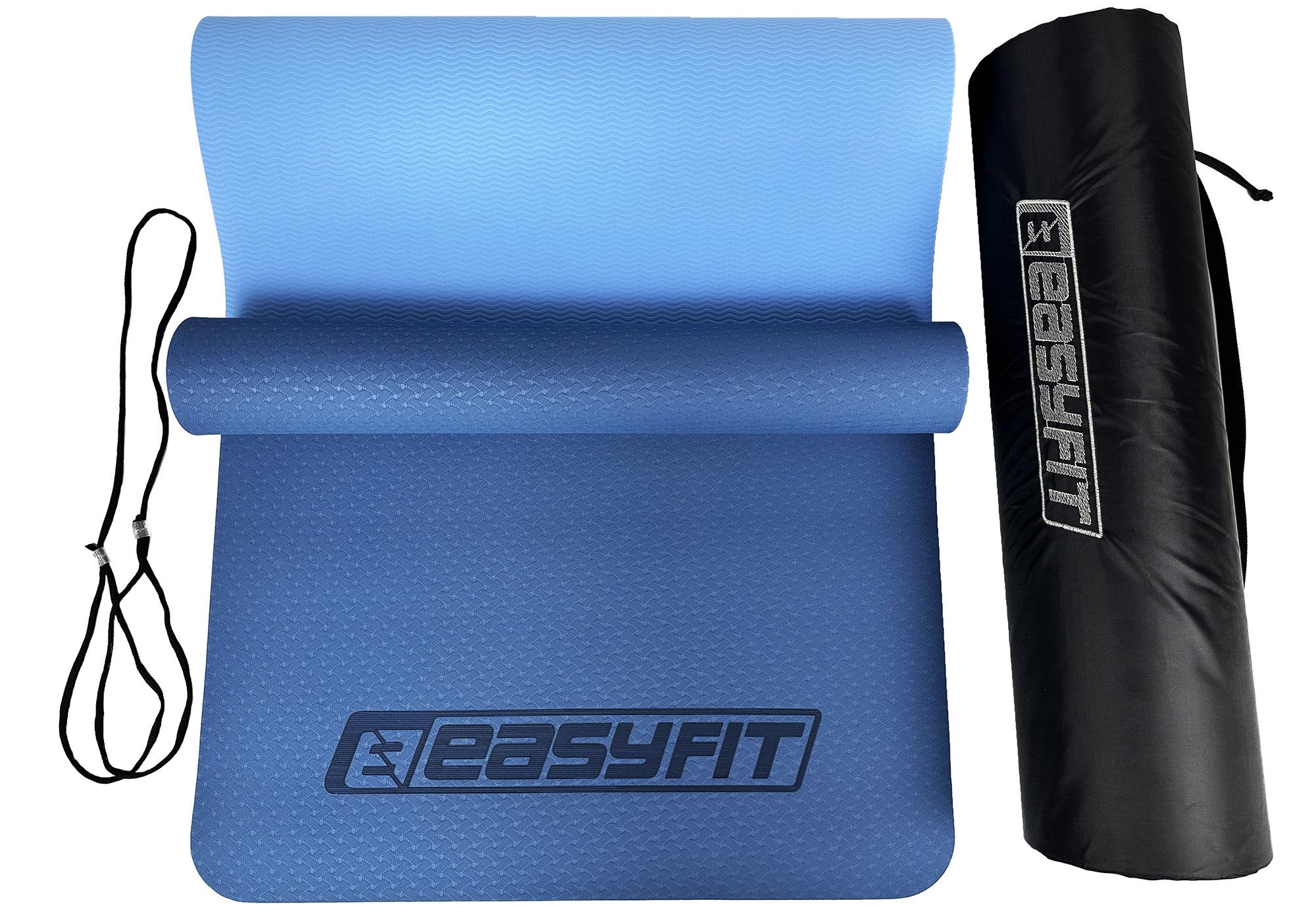 Коврик для йоги EasyFit TPE+TC 183х61 см с чехлом Синий/Голубой (EF-TPE6BBC) - фото 2