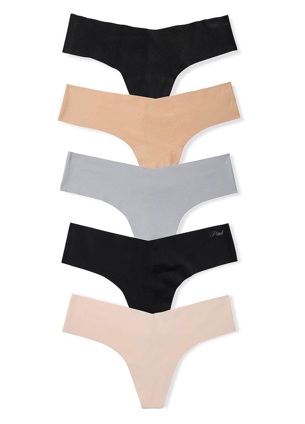 Набор бесшовных трусиков стрингов Victoria's Secret Pink 5-Pack No-Show Thong Panties XL 5 шт. Разноцветный (144000433026QD7XL)