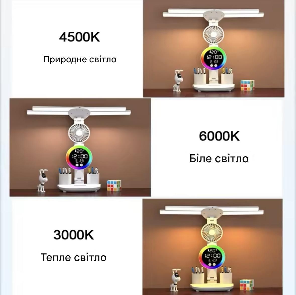 Лампа настольная LED RGB аккумулятор/вентилятор часы/календарь/термометр 3200 mAh - фото 7 Лампа настольная LED RGB аккумулятор/вентилятор часы/календарь/термометр 3200 mAh - фото 7