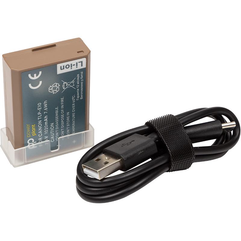 Аккумулятор Power Canon TLP-E10 1020mAh c кабелем Type-C