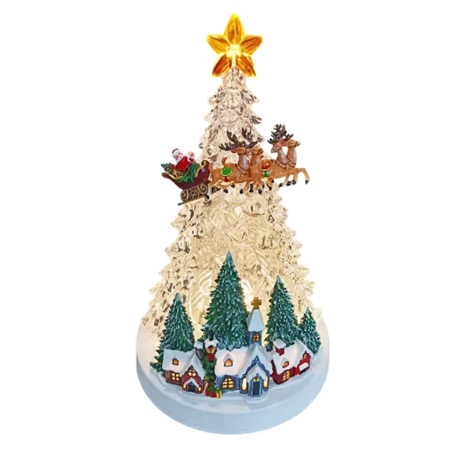 Ночник новогодний XMAS Елка USB-кабель LED-подсветка/эффект снегопада (MX-00009613)