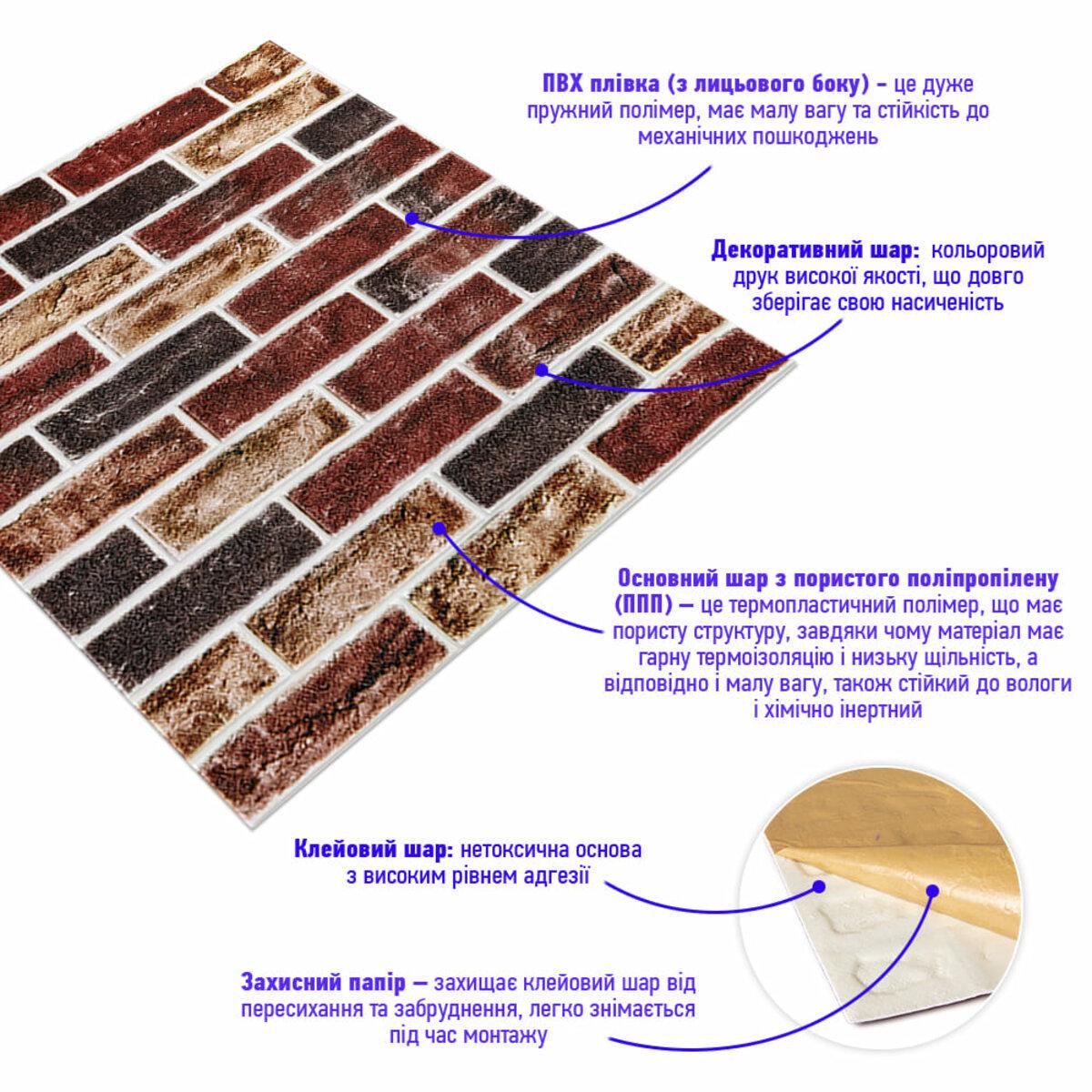 Панель самоклеящаяся 3D кирпич клинкер 417 700x700x5 мм Бежевый (SW-00001183) - фото 2 Панель самоклеящаяся 3D кирпич клинкер 417 700x700x5 мм Бежевый (SW-00001183) - фото 2