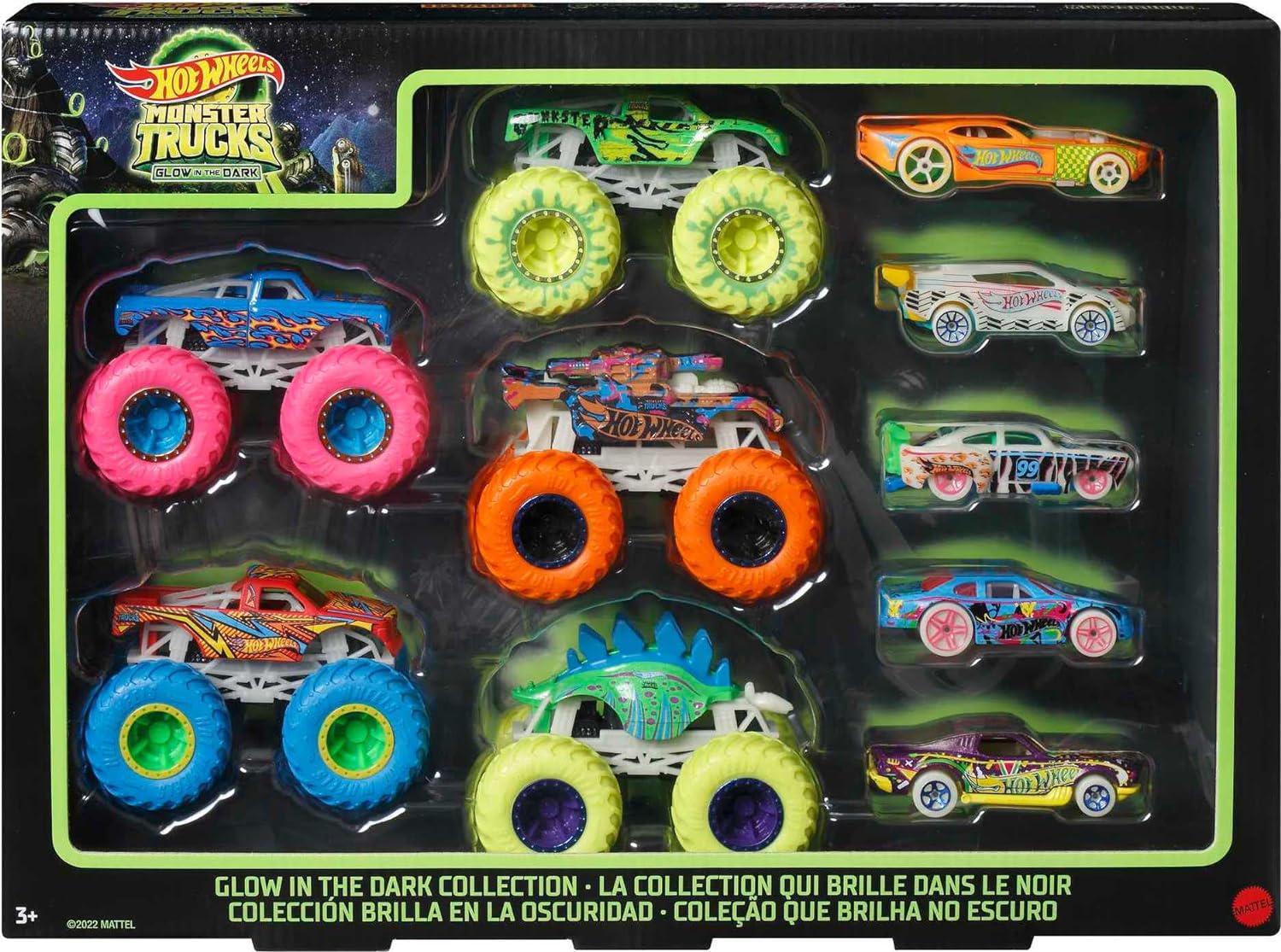 Набір машинок Hot Wheels Monster Trucks Glow in the Dark, які світяться в темноті 10 шт. (50KRTDG)