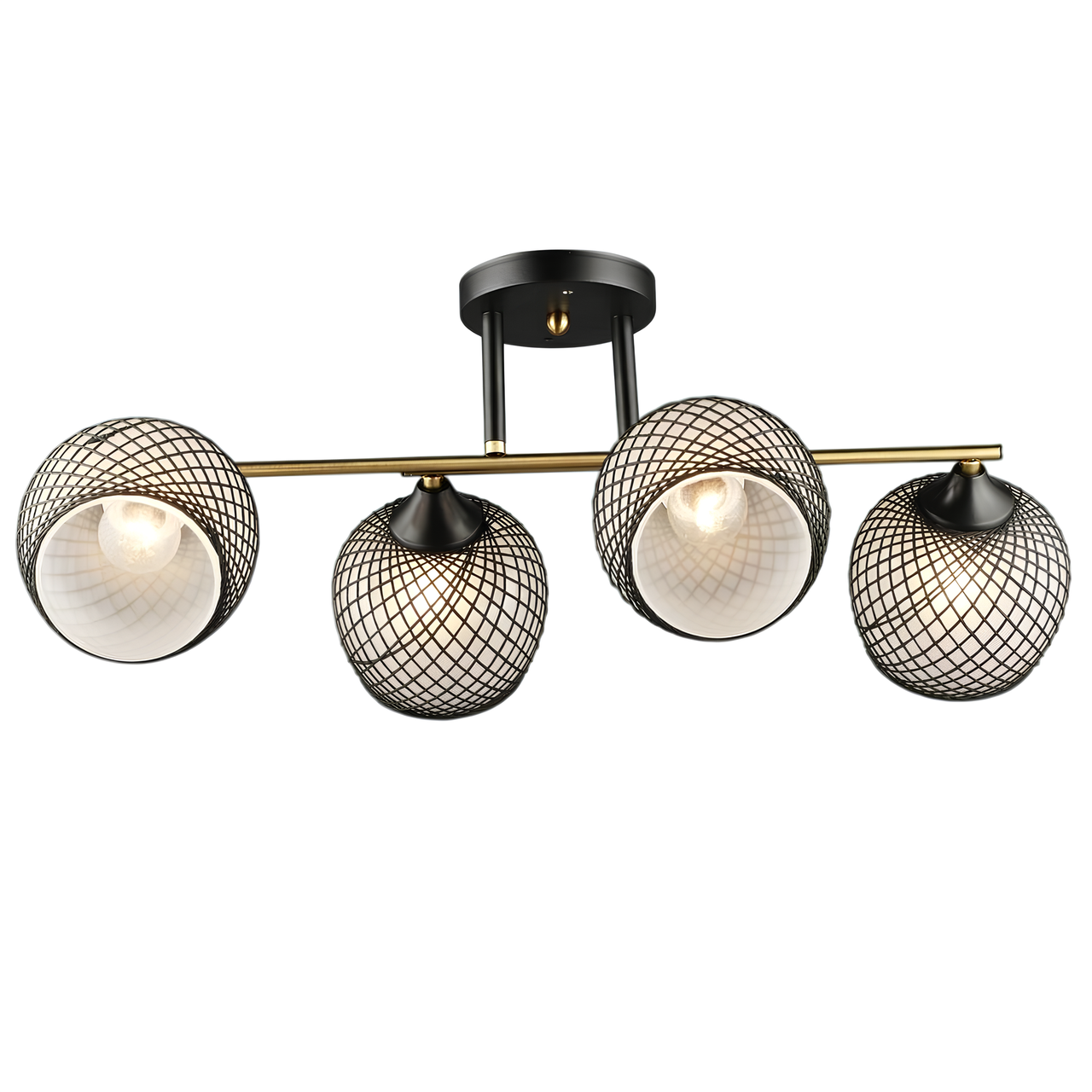 Люстра Valeso на четыре плафона с сетчатым декором под лампы Е27 Черный/Медный (B A4436/4)