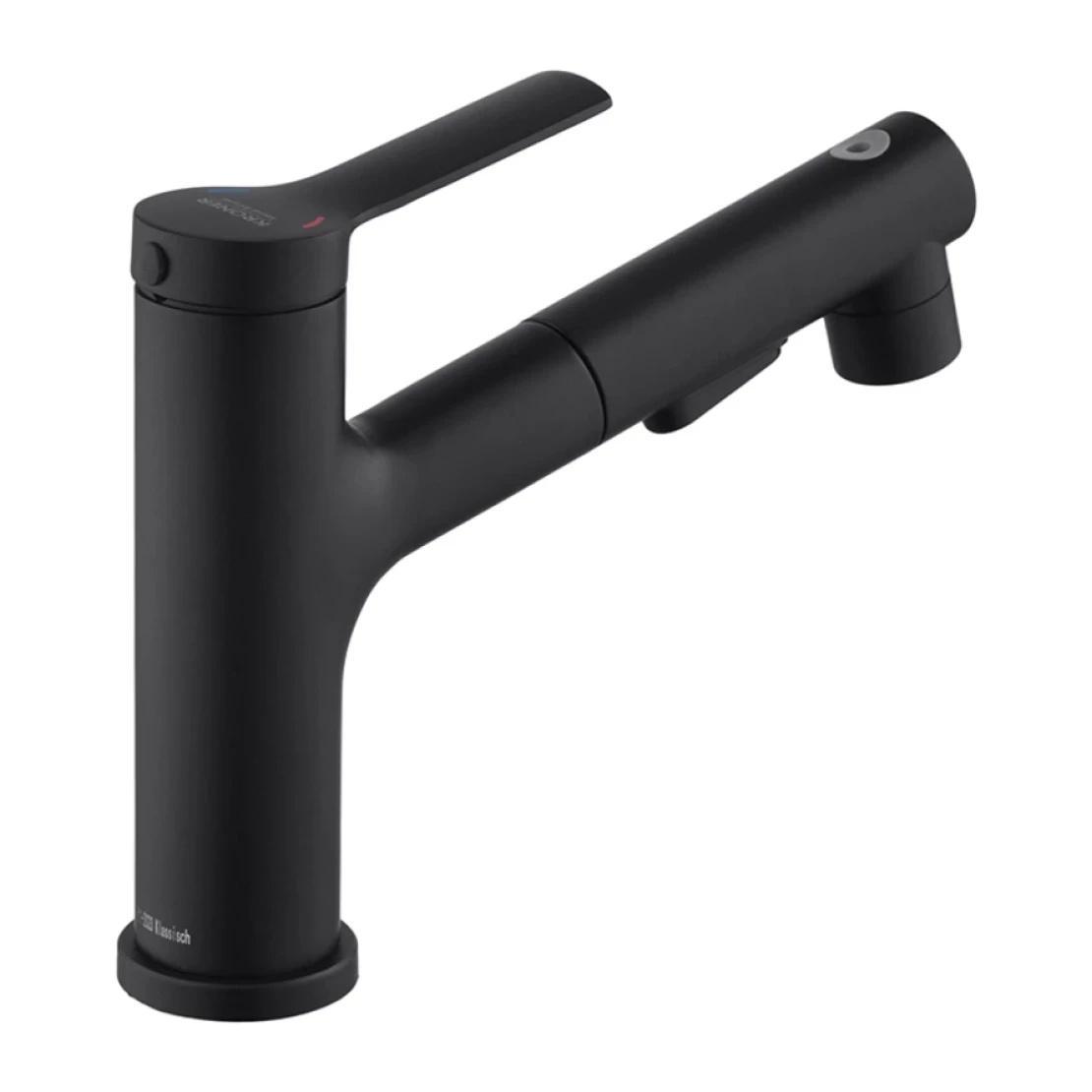 Смеситель для раковины Kroner KRP Edelstahl Klassisch SCH030-T врезной с выдвижным изливом Черный (CV032497) - фото 3