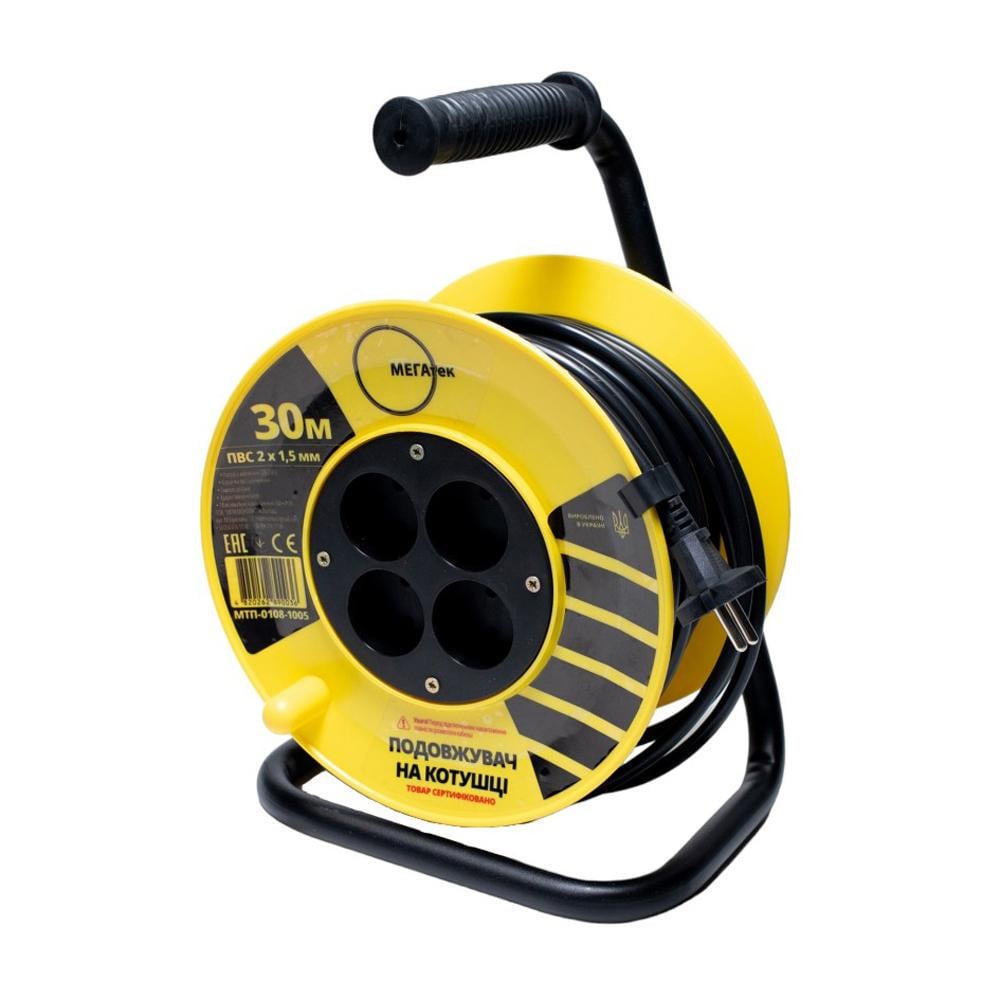 Удлинитель на катушке МЕГАтек ПВС 30 м/2х1,5 мм (24757531) - фото 1