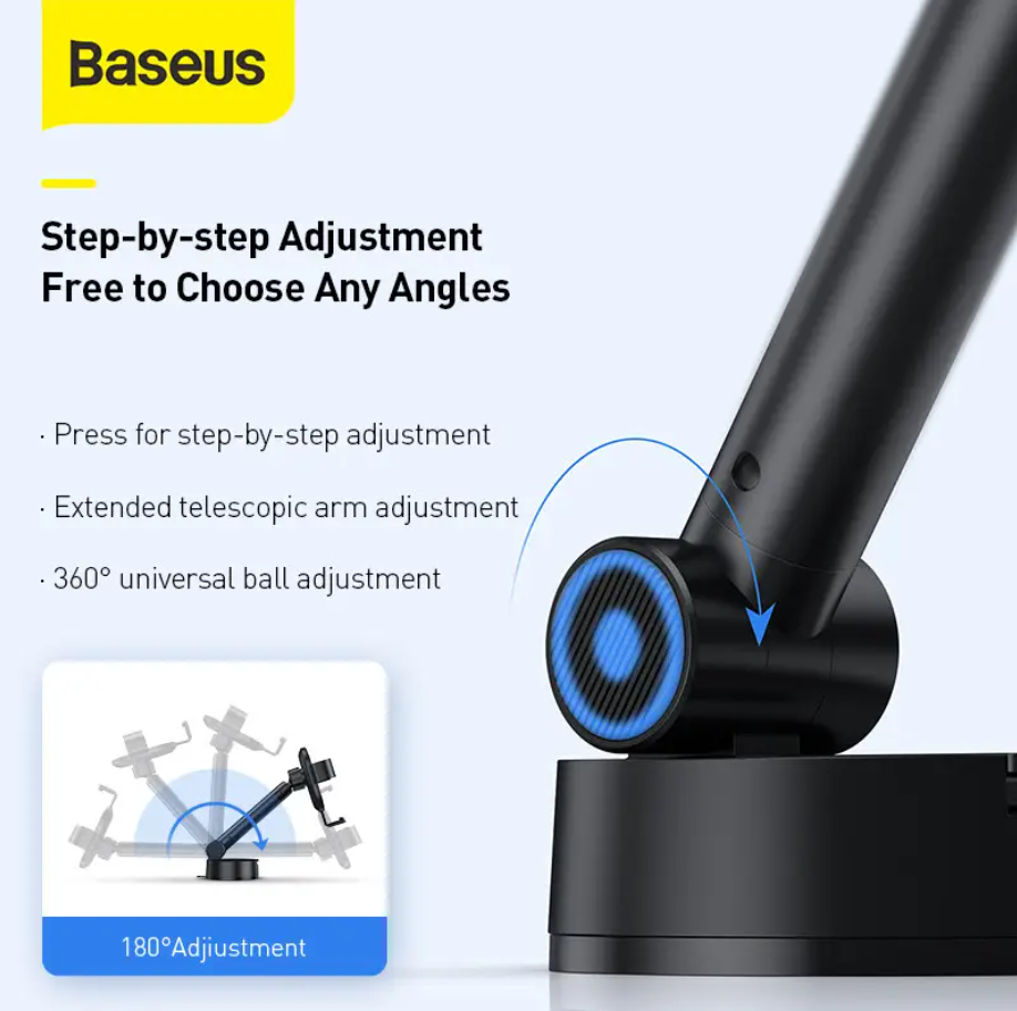 Тримач автомобільний Baseus Simplism Gravity Car Mount With Suction Base Black Автотримач для телефону Чорний - фото 9