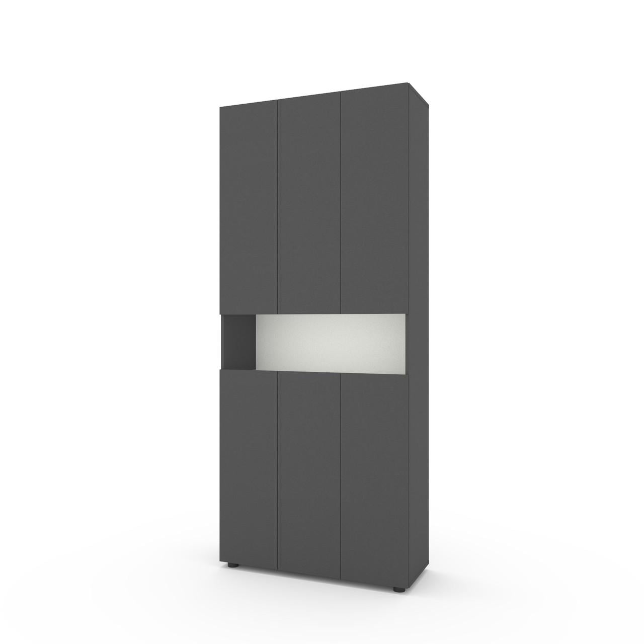 Шкаф Metkas Home B001 ЛДСП 900x350x2130 мм Антрацитовый/Белый снег