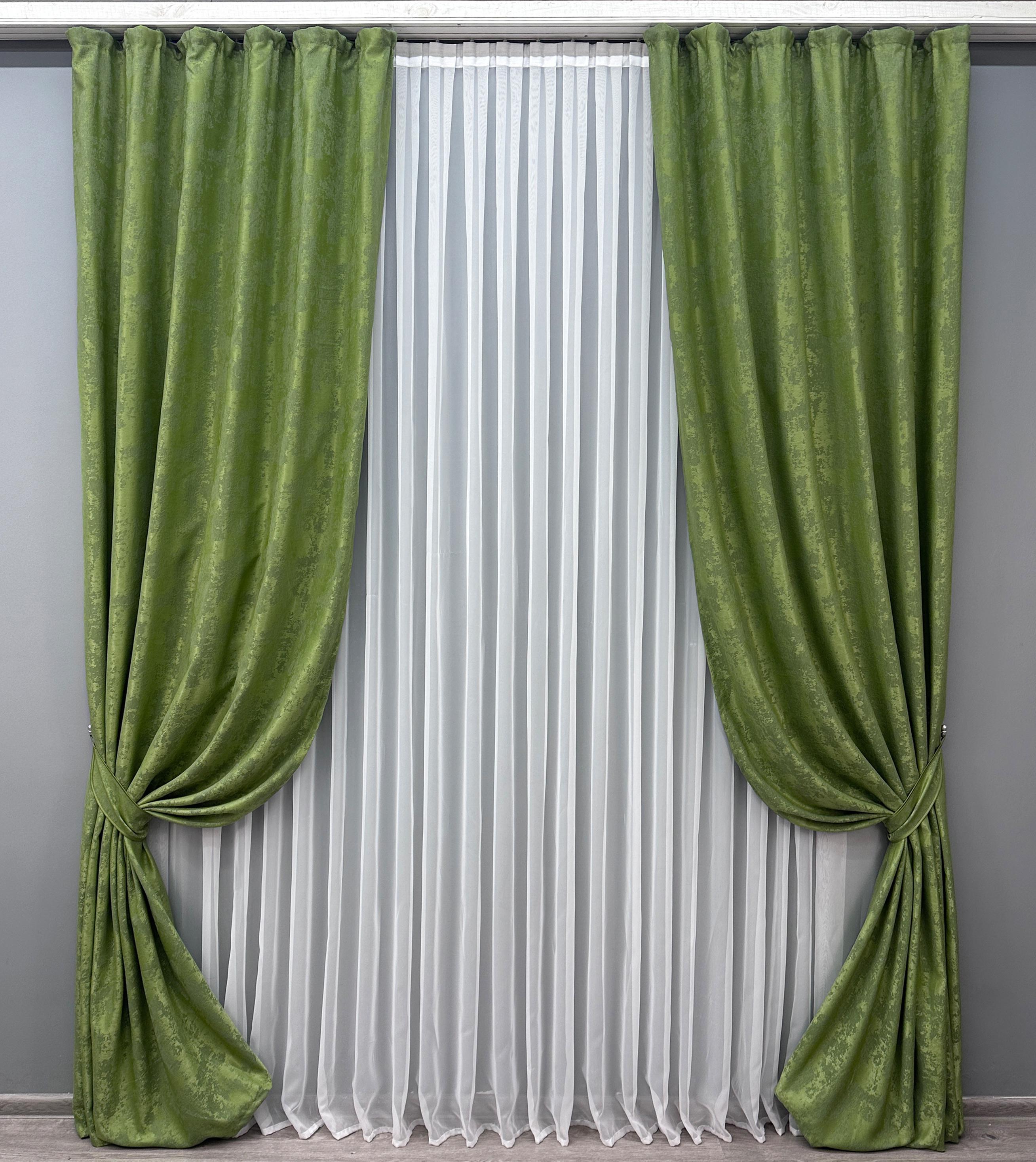 Комплект готовых штор VR-Textil Жаккард Sultan №1561ш 100х270 см 2 шт. Зеленый (31-759)