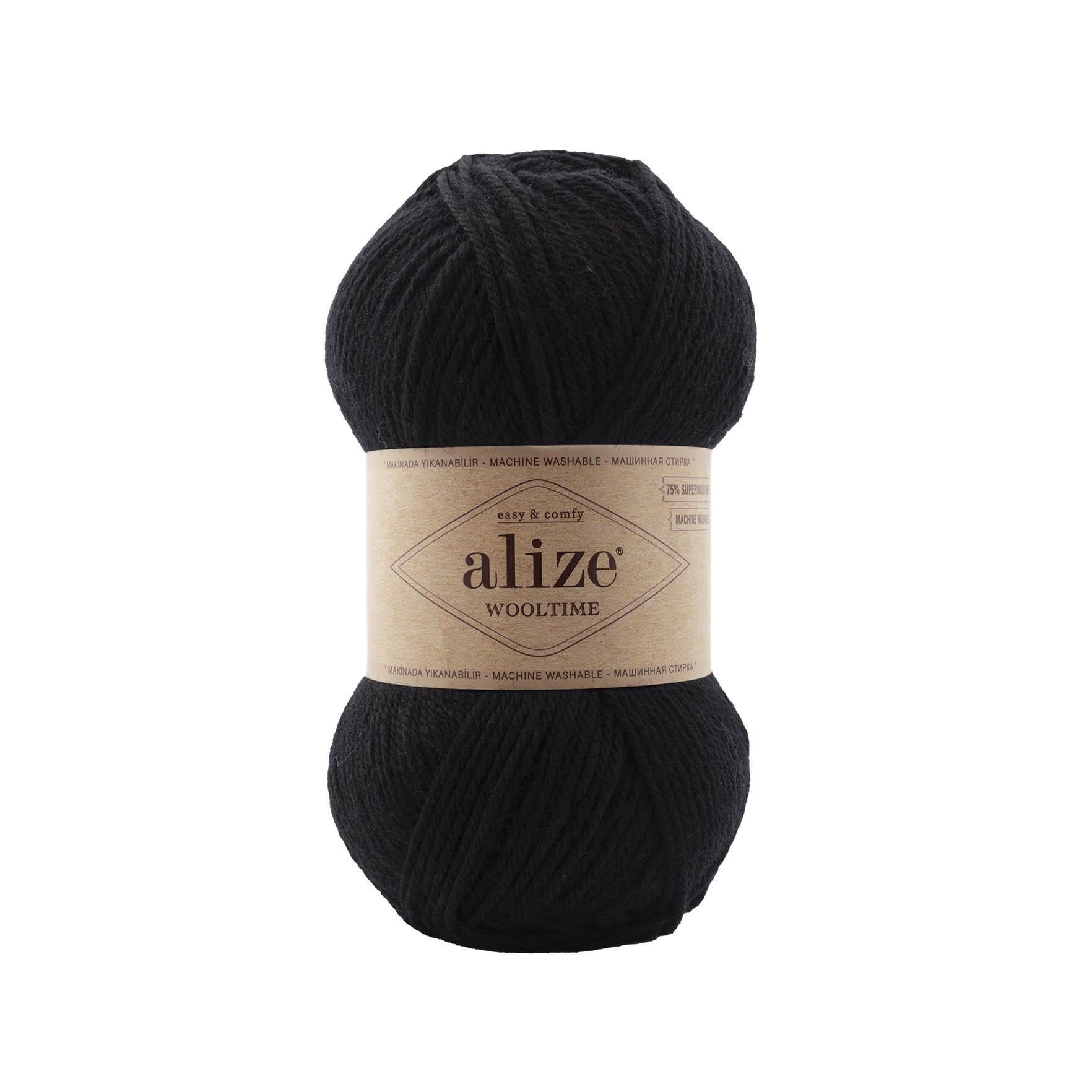 Пряжа Alize Wooltime 60 Черный (5801)