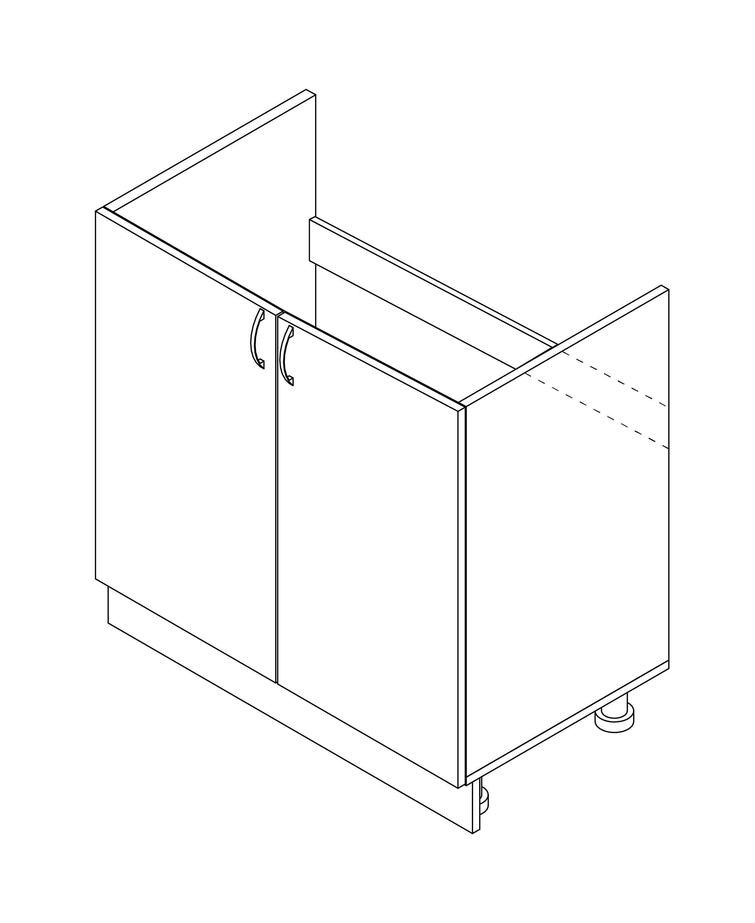 Тумба-мийка дводверна МАКСІ-МЕБЛІ без мийки без стільниці Люкс з фарбованими фасадами МДФ 600 мм Дуб сонома/Білий (73103) - фото 2