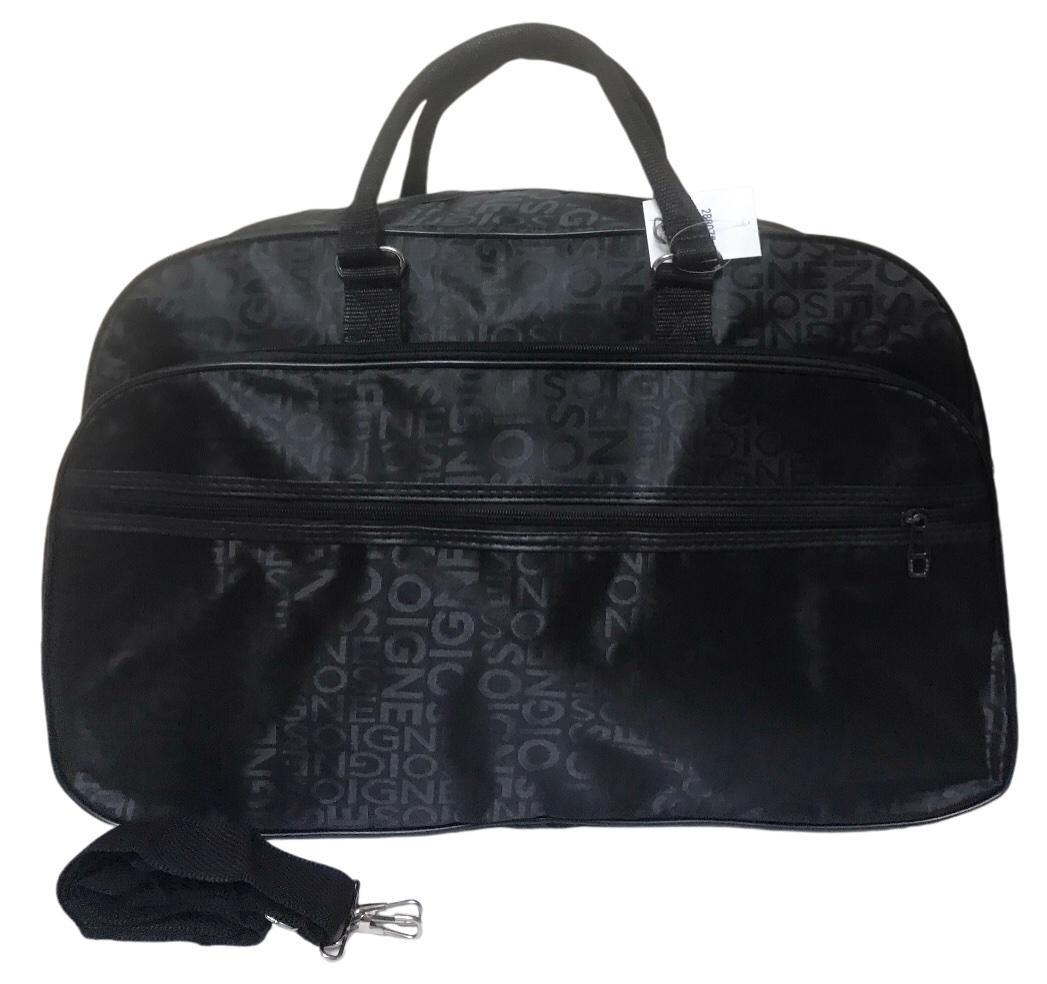 Сумка дорожная большая с длинным ремнем через плечо и боковыми карманами Черный (28807)