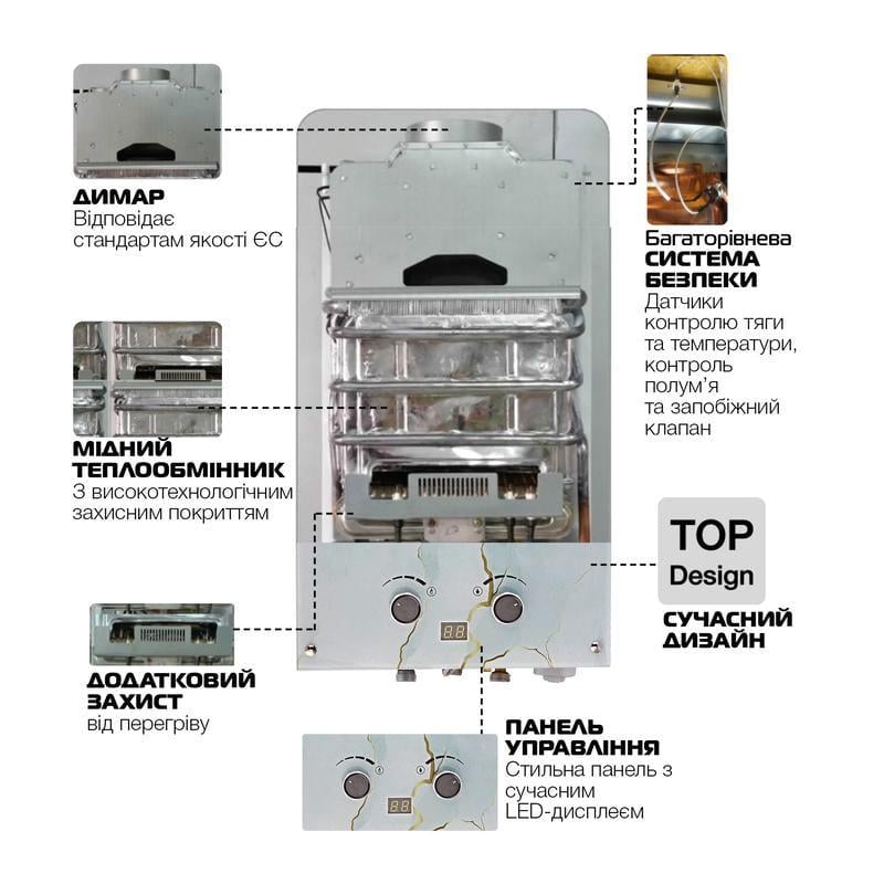 Газова колонка MIXXUS GWH-0510 BASIC GLASS димохідна панель зі скла 17 кВт 10 л/хв (OL-WH0026) - фото 6 Газова колонка MIXXUS GWH-0510 BASIC GLASS димохідна панель зі скла 17 кВт 10 л/хв (OL-WH0026) - фото 6