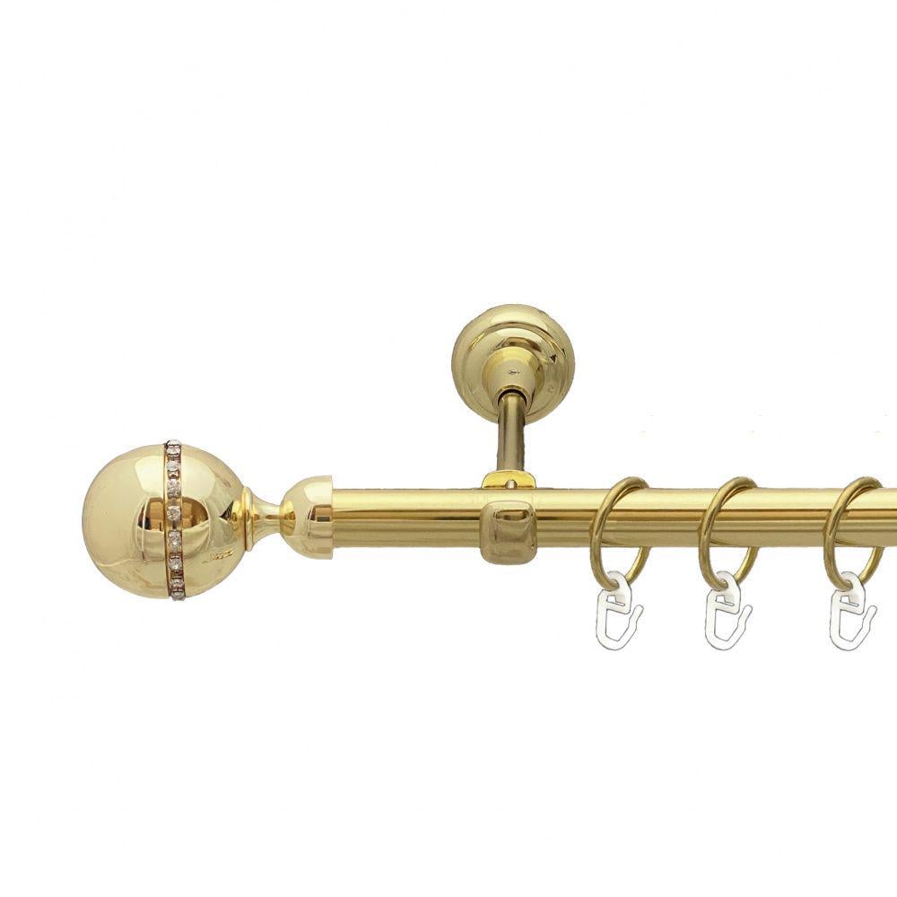 Карниз металевий Orvit Кортеза однорядний відкритий/гладка труба/кільце металеве Золото 19 мм 300 см (00-00012889)