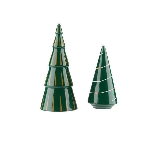 Набор новогодних статуэток Елки 14/19 см доломит 2 шт. Зеленый (464336b0)