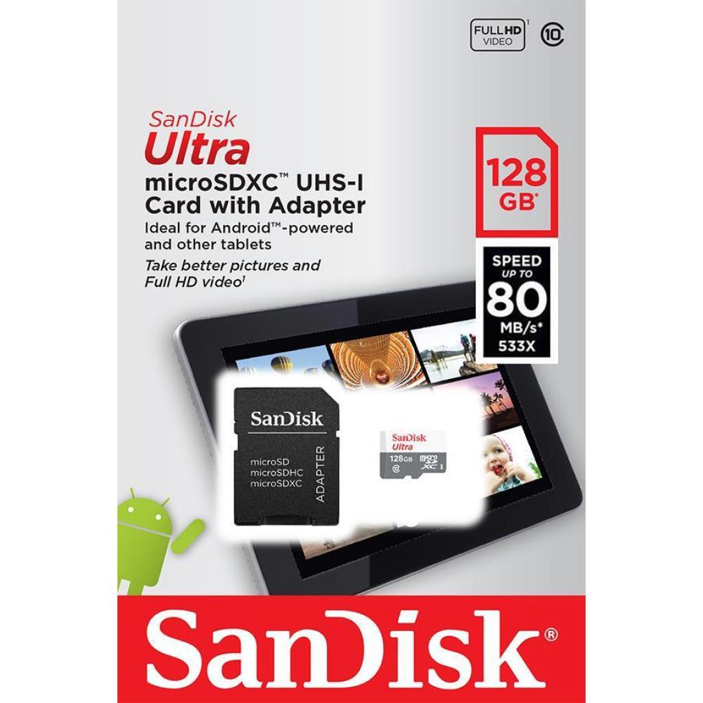 Карта памяти SanDisk microSD Class 10 UHS-I Ultra 128 GB (SDSQUNS-128G-GN6TA) - фото 5 Карта памяти SanDisk microSD Class 10 UHS-I Ultra 128 GB (SDSQUNS-128G-GN6TA) - фото 5