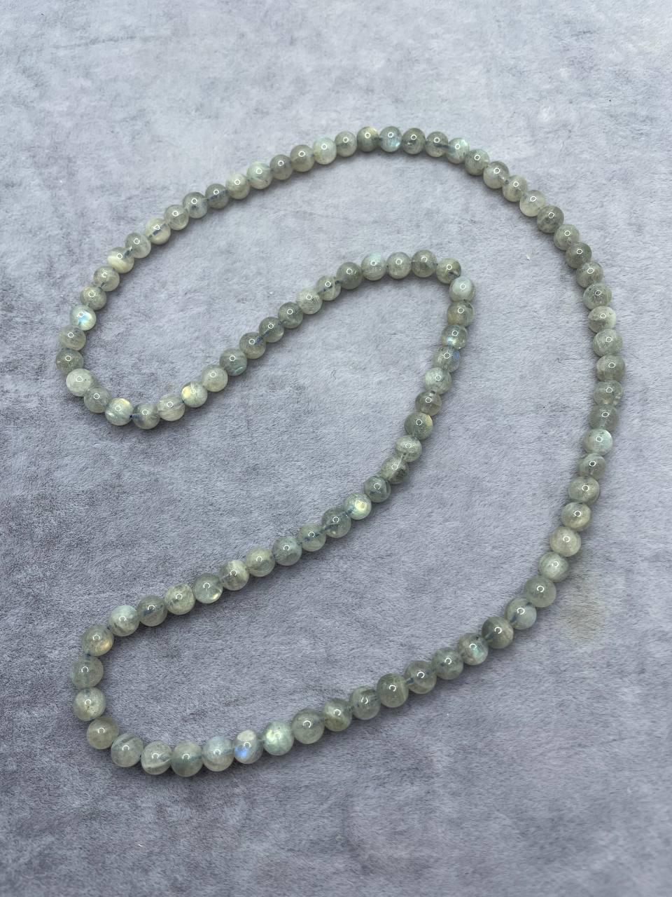 Намисто лабрадор на гумці 50 см 6 мм Сірий (1047)