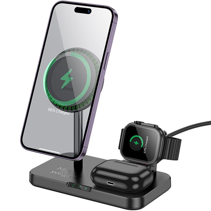 Зарядное устройство беспроводное Hoco CQ12 Joyfull 3in1 Black (00000074168_1)