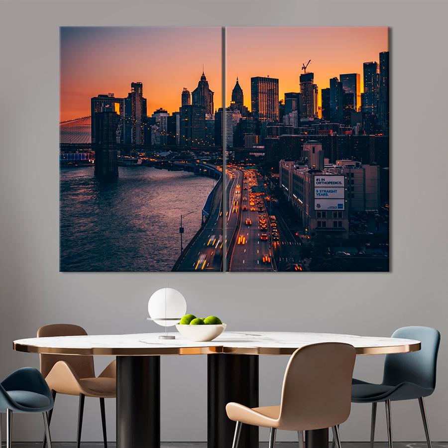Настенний декор Вечерняя набережная в Нью-Йорке 111x81 см (A730-2)
