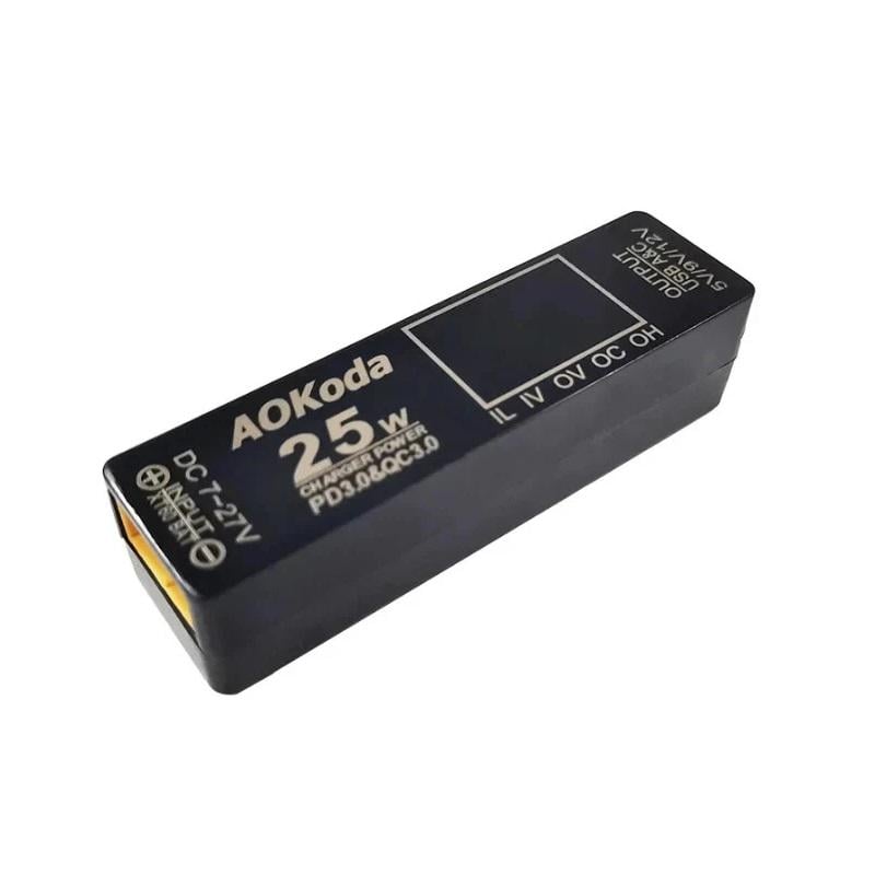 Преобразователь AOKoda XT60 USB-A/C PD3.0 QC3.0 25 Вт 7-27В зарядка телефонов от FPV АКБ (00-00027099)