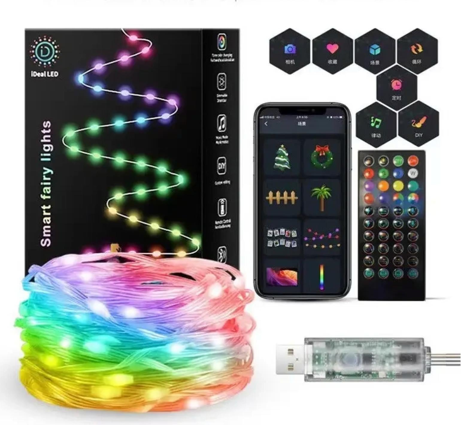 Гирлянда новогодняя программированная SFK-04 LED Bluetooth USB Капля Росы с пультом и управлением с телефона 10 м