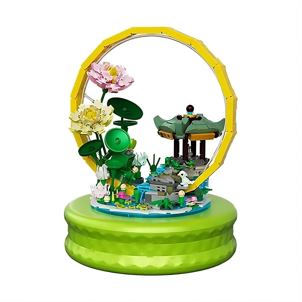 Конструктор 623004 Lotus pond moonlight цветочная композиция со звуком/подсветкой/заводным механизмом (28598754)