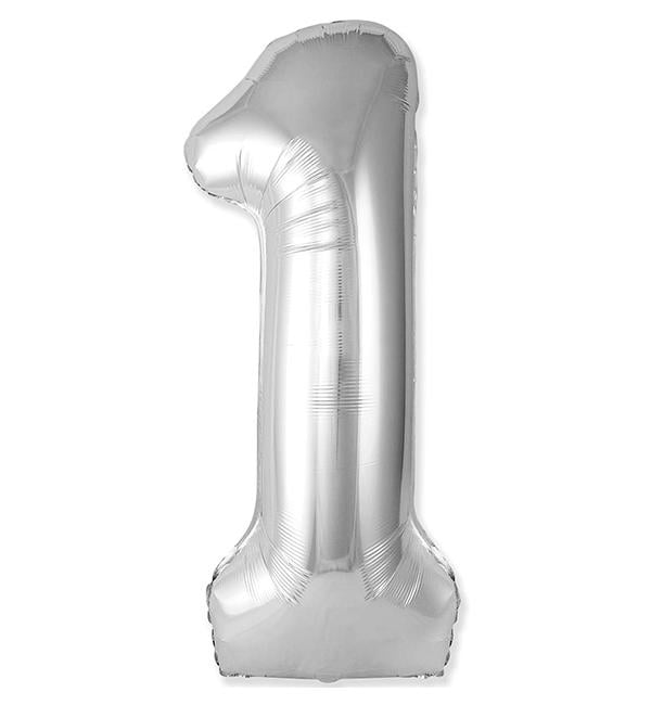 Шарик Цифра 1 Slim 1 м Серебреный (1356198)