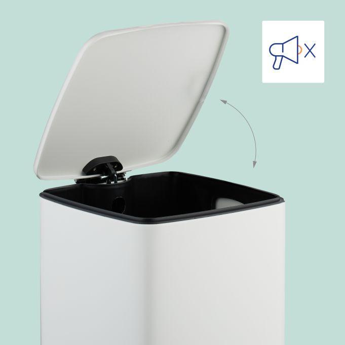 Мусорное ведро с педалью Relaxdays Soft-Close стальное для бумаги и пластика с 20 мешками 20 л 40x28x34 см - фото 2 Мусорное ведро с педалью Relaxdays Soft-Close стальное для бумаги и пластика с 20 мешками 20 л 40x28x34 см - фото 2