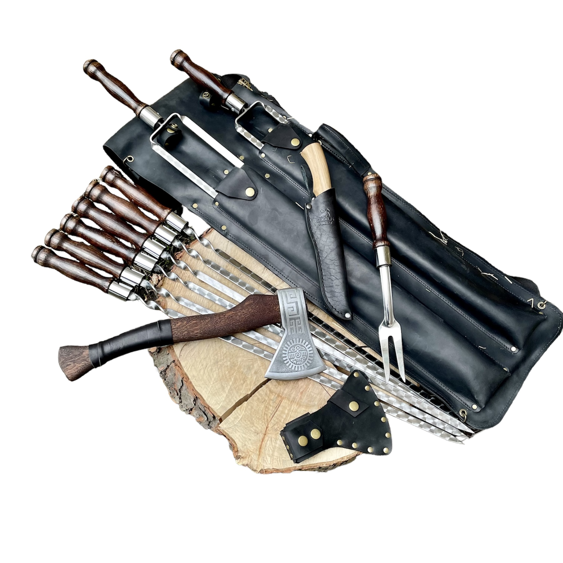 Набір шампурів Gorillas BBQ Черокі в шкіряному чехлі