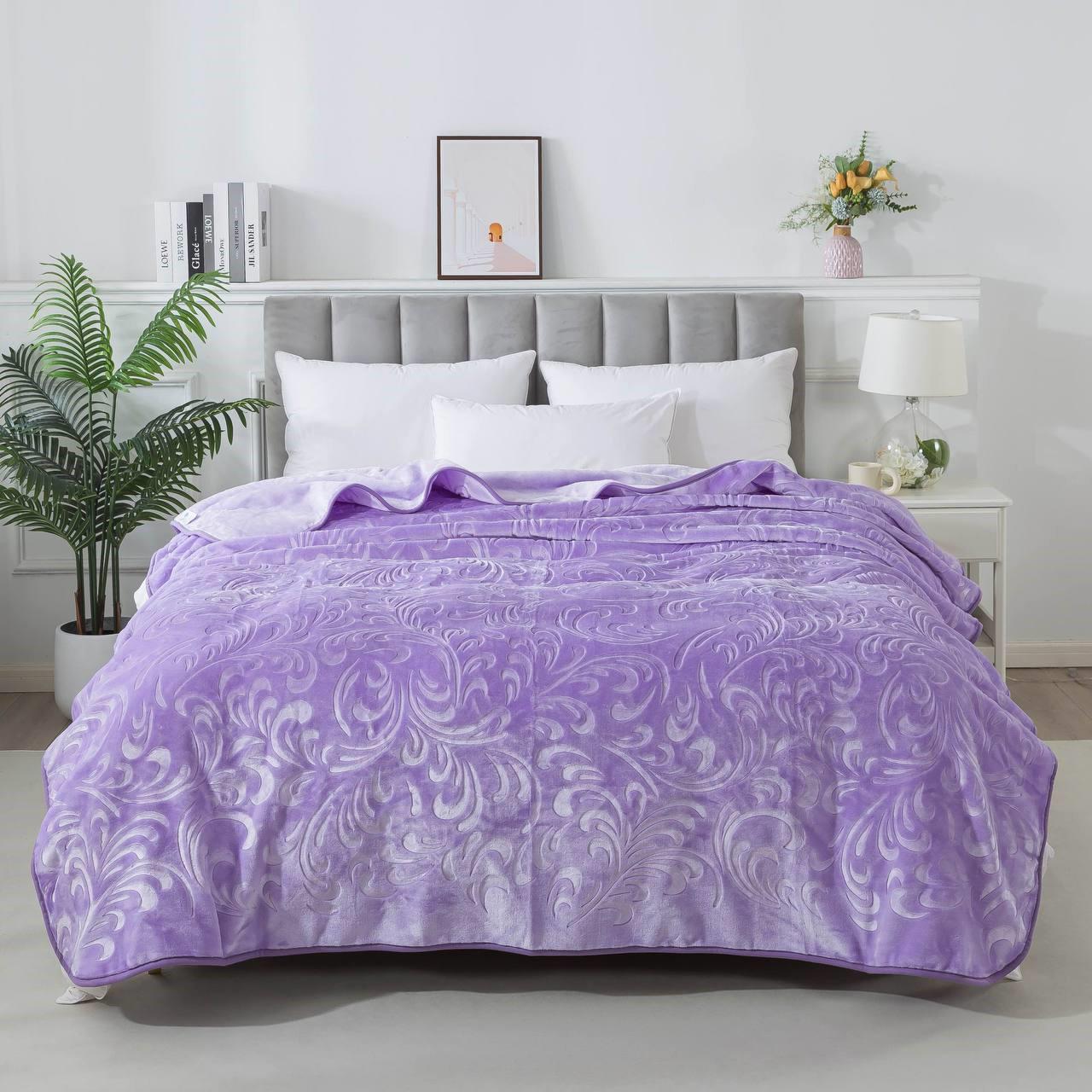 Плед велюровый c выдавкой однотонный Vitas 200х240 см Лавандовый (DL01)