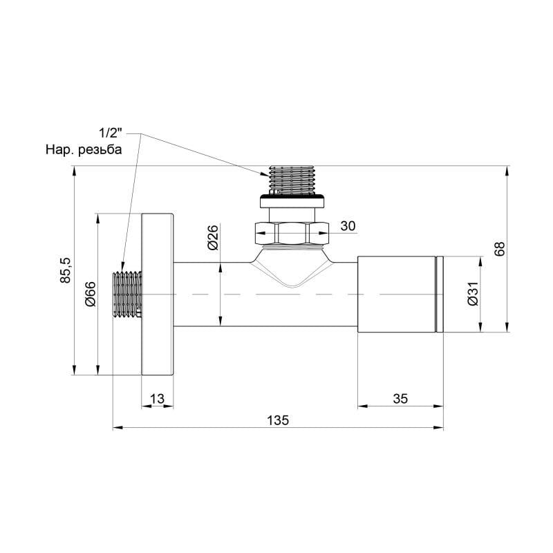 Комплект кранів SD Forte SF395W15 1/2" ЗР для рушникосушарки кутовий - фото 2