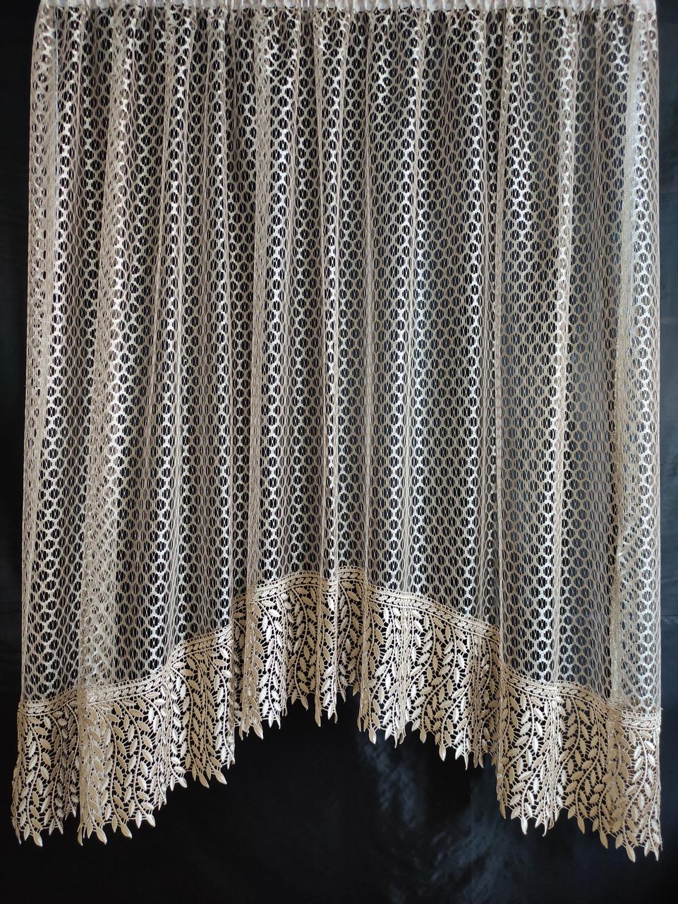 Занавеска Аркой с кружевом 280x180 см Бежевый (а30беж-кол)
