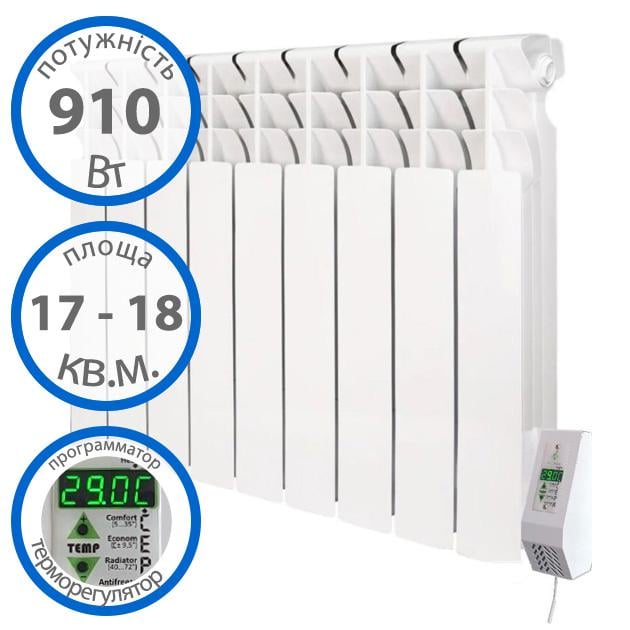 Електробатарея ECOTEPLO з терморегулятором 9 секцій 18 м2 910 Вт настінна - фото 3