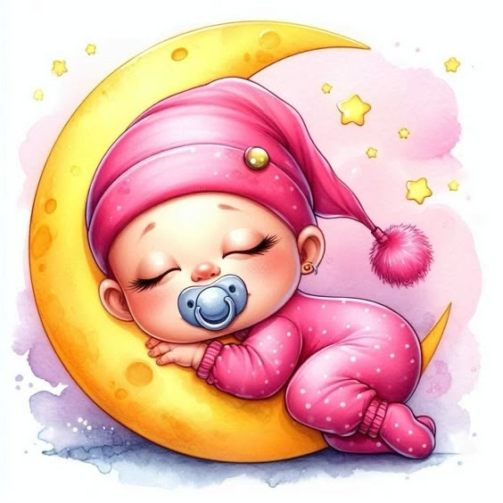 Алмазная мозаика Младенец на луне. Девочка 30х30 см (28915531)