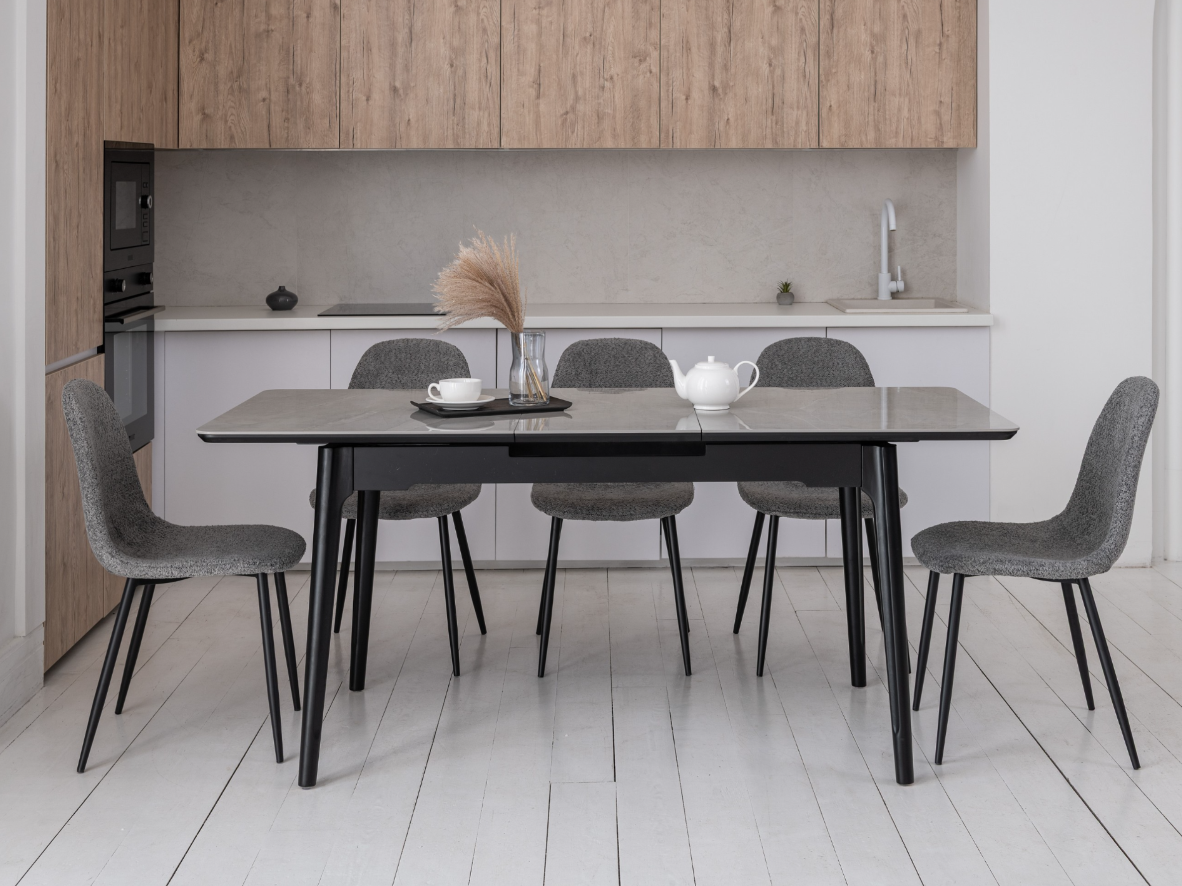 Стол обеденный раздвижной Vetro Mebel 1400- 1800x800x760 мм Калаката мрамор/Черный(TМ-89) - фото 6 Стол обеденный раздвижной Vetro Mebel 1400- 1800x800x760 мм Калаката мрамор/Черный(TМ-89) - фото 6